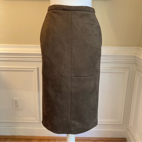 H&M Brown Soft Faux Suede Leather Pencil Skirt NWT - Picture 1 of 13